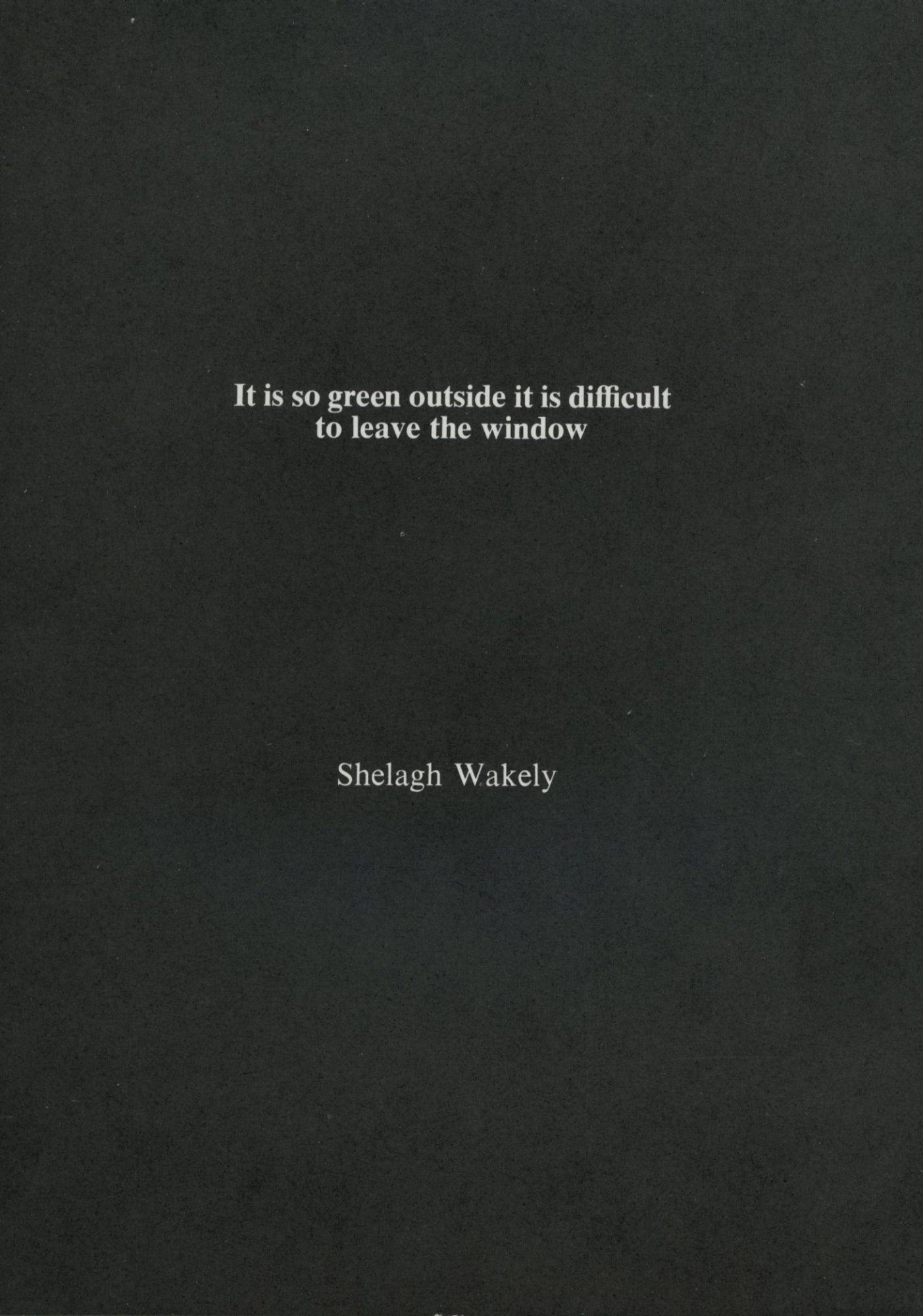 It is so green outside it is difficult to leave the window Shelagh Wakely